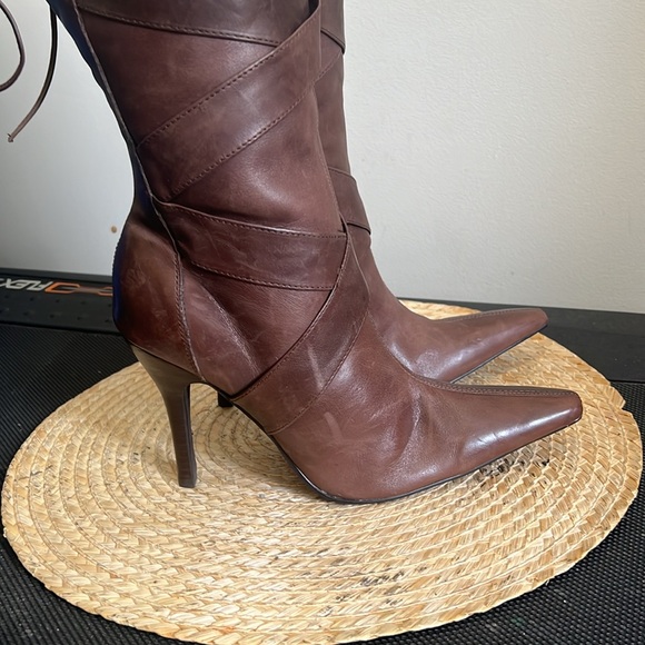 ZIGIBew York Leather Western Heel Booties Boots Size 7.5 - Picture 5 of 16